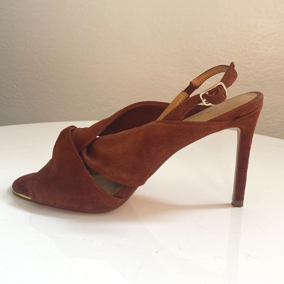 Banana Republic Rich Brown Suede Open Toe Heels - Picture 3 of 5